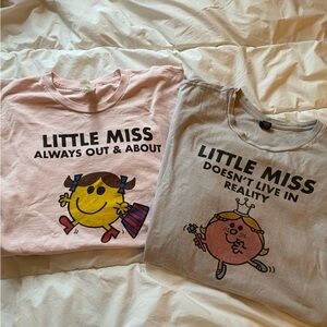 Little Miss Graphic T-Shirts - Pink and Gray